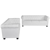 vidaXL Canapé Chesterfield de 2 places et 3 places Blanc Mobilier de salon Sofa