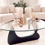 EVKA-Venux Table Basse Ronde 105 cm-75 cm-40 cm pour Salon, en Verre trempé, avec Pieds en Bois