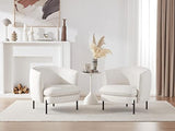 Vente-unique Fauteuil en Tissu et Lin crème avec Pieds en métal Noir ANOULA