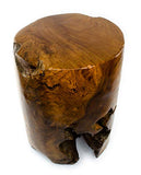 FaHome Tabouret rond en bois de teck - Environ 40 cm - Pour plantes - Table d'appoint - Décoration - Bois massif