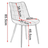 WOLTU® BH142dgr-2 Chaise de Salle à Manger Lot de 2 Chaise de Cuisine Assise rembourrée en Velours Pieds en métal Stable, Gris Foncé