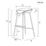 FIONAT Tabouret de Bar 65Cm Faux Cuir Tabourets de Bar Cadre en Métal avec Repose-Pieds Et Dossier Sièges Confortables Modernes, Comptoir de Bar À La Maison Détendu, Jaune