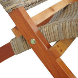 FAMIROSA Chaise de Relaxation Rotin Naturel kubu et Bois d'acajou