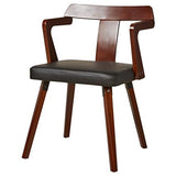 Chaise Contemporain,pied et dossier bois finition noyer, Noir, 48cm x 42cm x 73cm