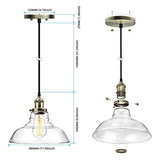 Edison Lot de 3 lampes suspendues industrielles en verre à hauteur réglable antique en laiton brossé E27 Idéal pour la cuisine, la salle à manger, le plafonnier Fixture