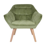 Zons Oslo Fauteuil Une Place en Velours/Suedine/Tissus Vert, Style scandinave Pieds en Bois