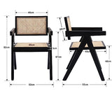 Wahson Chaise de Salle à Manger en Cannage Chaise de Cuisine en Bois Rotin Chaise Vintage Chaise Loisirs Confortable pour Salon/Cuisine, Noir