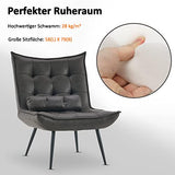 MCombo 4779 Fauteuil de détente moderne avec coussin taille pour salon, rétro vintage et rétro, lecture, rembourré, gris foncé, sans tabouret), Dunkelgrau, ohne Hocker, (6151-4779)