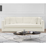 HOMIFAB Canapé 3 Places avec 4 Coussins déco en Tissu Bouclette écru - Collection Denver