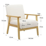 Mingone Fauteuil de Salon en Bois Design Moderne Fauteuil en Laine Fauteuil avec Accoudoirs Chaise D'appoint Relax Chaise de Canapé pour Salon Chambre Vérandas, Blanc