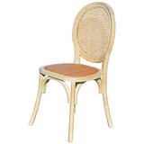 EME Chaise médaillon en Bois décapé d'orme avec Assise en rotin Naturel et Dossier en Grille. Contenu : 1 pièce. Chaise empilable avec Finition Rustique.