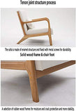 Canapé Chaise en Bois Massif Chaise Longue Soutien Lombaire Ventiler Coussin Tissu Convient pour Chambre Salon Salle d'étude,Blanc
