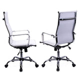 Exofcer Chaise de Bureau Blanc Cuir PU Haute Dossier incurvé Home Executive Ordinateur Pivotant Fauteuil de Bureau (Blanc)