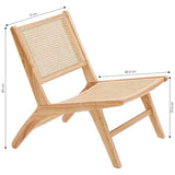 HOMIFAB Fauteuil Lounge en Bois Massif et cannage - Zuma