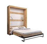 mb-moebel Armoire lit escamotable vertikal Double avec Coffre (18 cm d'espace lorsqu'il est fermé) avec ou sans Matelas - Style Contemporain - Depp Craft Or+Noir Mat (sans Matelas, 160)