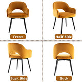 Wahson Lot de 2 Chaise Salle à Manger en Velours Chaise de Cuisine avec Pieds en Métal, Chaise de Salon pour Chambre/Restaurant（Jaune）