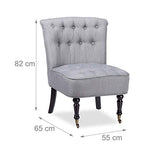 Relaxdays Fauteuil Cocktail Retro années 50 Chaise Salon Vintage 2 roulettes Lounge Club HxlxP: 82 x 55 x 65 cm, Gris