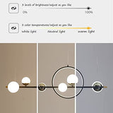 Suspension LED Lampe à suspension à intensité variable Table à manger Lustre réglable en hauteur Abat-jour en acrylique Éclairage en métal avec télécommande Salon Café Bar Cuisine Lampe or noir