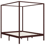vidaXL Pin Massif Cadre de Lit à Baldaquin Lit Double Lit Adulte Lit Coffre Sommier à Lattes Chambre à Coucher Maison Intérieur Marron Foncé 180x200 cm
