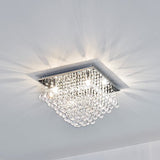 Plafonnier Lampe de Plafond Aluminium Cristal Artistique Chrome et Blanc 38 x 38 cm
