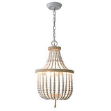 Pendentif en perle de bois - Lustre vintage - Lustre en bois avec 2 culots E14.