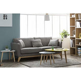 Canapé scandinave 3 Places Gris Clair déhoussable Pieds Bois Oslo