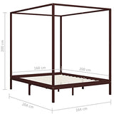 vidaXL Pin Massif Cadre de Lit à Baldaquin Lit Double Lit Adulte Lit Coffre Sommier à Lattes Chambre à Coucher Maison Intérieur Marron Foncé 160x200 cm