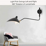 VOMI Applique Murale Industrielle Interieur RéTro Lampe Murale Avec Interrupteur Spots Muraux Orientable Bras RéGlable Extensible à Long Rotatif Abat-Jour E27 Lampe de Mur Avec Prise, Noir,95*40cm