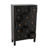 Tousmesmeubles Chiffonnier Noir Meuble Chinois 15 tiroirs - Pekin - L 63 x l 26 x H 105 - Neuf