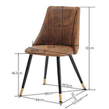 MEUBLE COSY Lot de 4 Chaises de Salle à Manger Rétro Fauteuil Assise rembourrée en suédine Piedsen Métal Noir, Style Industriel, Marron et Or, 52,5x49,5x83cm