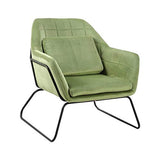 Zons KATEL Fauteuil en Velours ET MÉTAL Noir + Coussin, Vert, 72x79xH81 cm