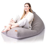 Aiire Housse de Pouf Salon Moderne - Pouffe Geant XXL Adulte ou Ado sans Remplissage pour Décoration de la Chambre – Beanbag, Fauteuil ou Coussin de Sol Grand Confortable Gris
