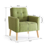 Meerveil - Fauteuil - Canapé 1 Place en Polyester avec Pieds en Bois Massif Style Scandinave pour Chambre Salon Balcon Bureau (Vert)