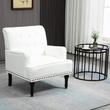 SEPNINE Fauteuil Classique en Cuir synthétique - pour Salon et Chambre - Charge maximale : 150 kg (Blanc)