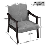 Yaheetech Fauteuil de Salon Confortable Fauteuil Chaise Cadre Métal pour Salon Chambre Salle de Séjour Bureau Intérieur