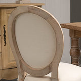HOMCOM Lot de 2 chaises de Salle à Manger - Chaise de Salon médaillon Style Louis XVI - Bois Massif sculpté, patiné - Aspect Lin Beige