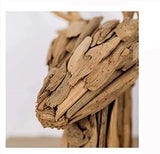 Bois flotté personnalisé simple animal tête de cerf Statue décoration artisanat naturel décontracté léger traitement abstrait adapté à la maison salon bibliothèque bureau porche décoration cadeau, B