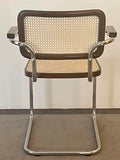 Generico Chaise avec accoudoirs en Paille de Vienne et hêtre Naturel Laqué Noyer Foncé