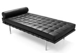 ElleDesign Daybed 180 cm Mies Van der Rohe Barcelona Lit Blanc Noir dormeuse en Cuir véritable