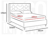 Lit Double en Tissu capitonné Gris Margot 160x200 cm