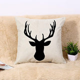 HUASHUZI Housse de coussin décorative en forme de tête de cerf - Décoration d'intérieur pour salon, canapé, lit, canapé - 45 x 45 cm