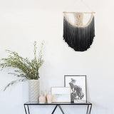 Tapisserie Murale Macramé Tenture Murale Tapisserie en Macramé Tapisserie Tissée Bohème en Coton pour Décoration de Maison Dortoir D'Appartement - 45*55cm (noir)