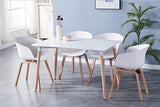 BenyLed Lot de 4 Chaises de Salle à Manger Scandinave Design Rétro Chaise D'appoint avec Pieds en Bois de Chêne et Assise en Polypropylène (Blanc)
