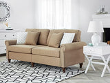 Beliani - Canapé 3 Places - Otra - Tissu, Beige Sable