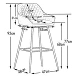 JaHECOME Lot de 4 Tabourets de Bar Gris avec Dossier et Accoudoir Rembourrés, Chaises de Bar en Velours avec Repose-Pieds en Métal pour Bistrots; Salle à Manger, Soirée