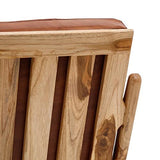 Tousmesmeubles Fauteuil Teck et Coussins Cuir Cognac - Essaouira n°1 - L 65 x l 75 x H 78 - Neuf