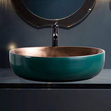 HEIFEN Art Lavabo Céramique Conteneur Récepteur Évier Rectangulaire Évier Rétro en Métal Vitré Au-Dessus du Comptoir en Bronze Robinet De Drainage Taille Taille 55 * 40 * 14cm