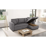 Loungitude - Canapé d'angle réversible, convertible en microfibre avec coffre - Gris - 3 Places
