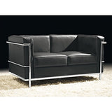 Tousmesmeubles Canapé 2 Places Cuir Noir - CORBS - L 131 x l 70 x H 67 - Neuf