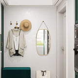 sogesfurniture Grand Miroir Mural Rectangulaire Miroir Suspendu Miroir Porte Miroir Rectangle Salle de Bain Deco Murale Salon Décoration Murale Design avec Sangle en Cuir Réglable 99x44.5x1.5cm